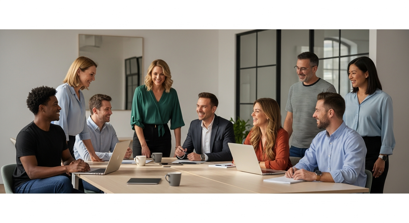 Counselor Tutor professional team collaborating in a modern office